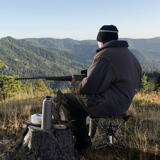 Folding Swivel Camping Hunting Stools with Anti-Sink Feet and Carry Bag-Camouflage