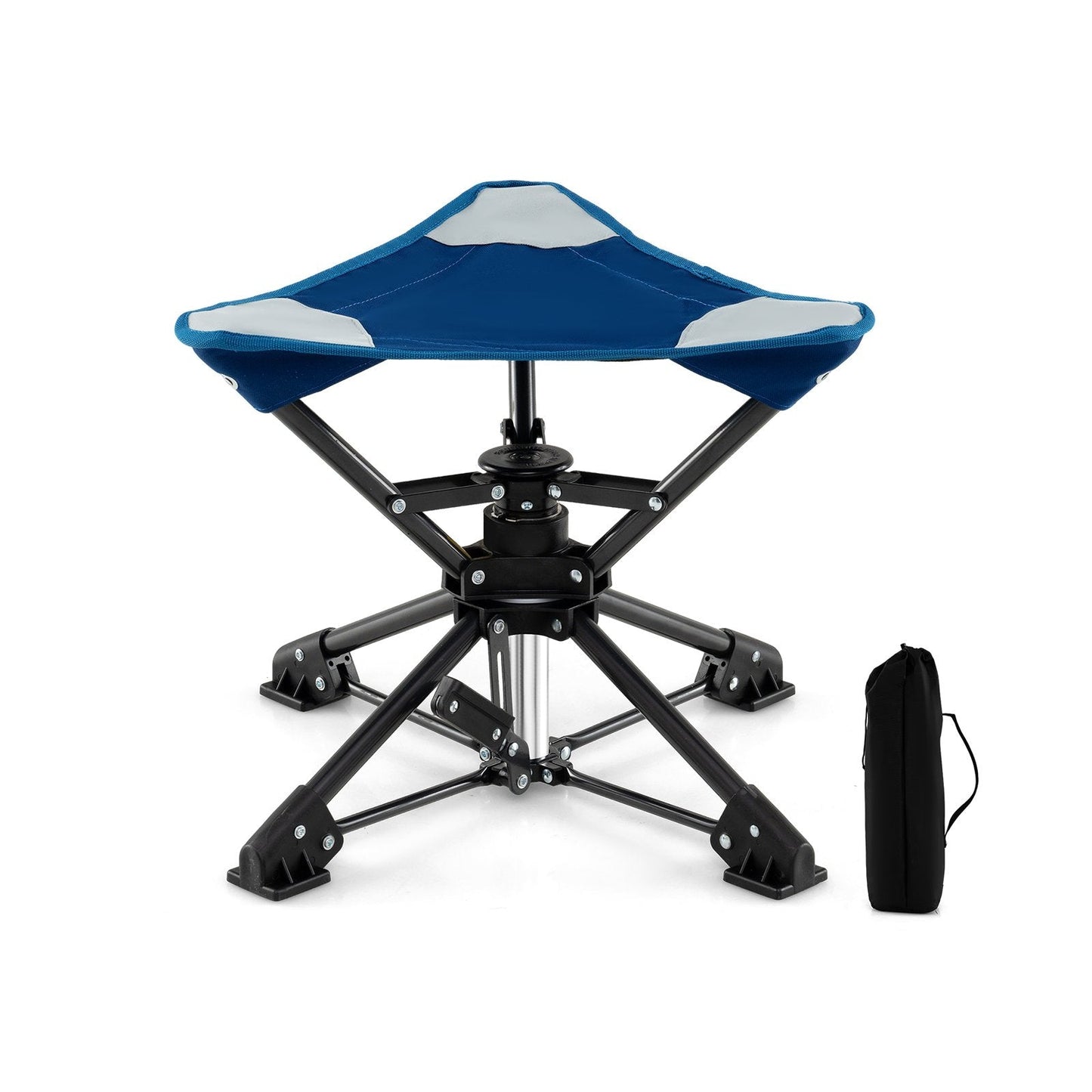Folding Swivel Camping Hunting Stools with Anti-Sink Feet and Carry Bag-Blue