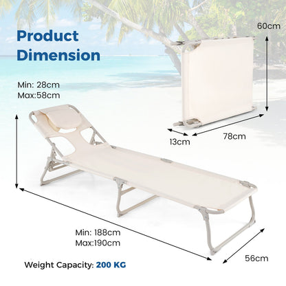 Folding Tanning Chair with Face and Arm Holes-Beige