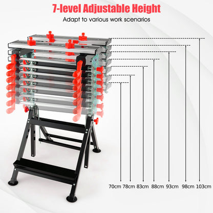 Folding Work Table Portable Workbench with Tiltable Platform-Red