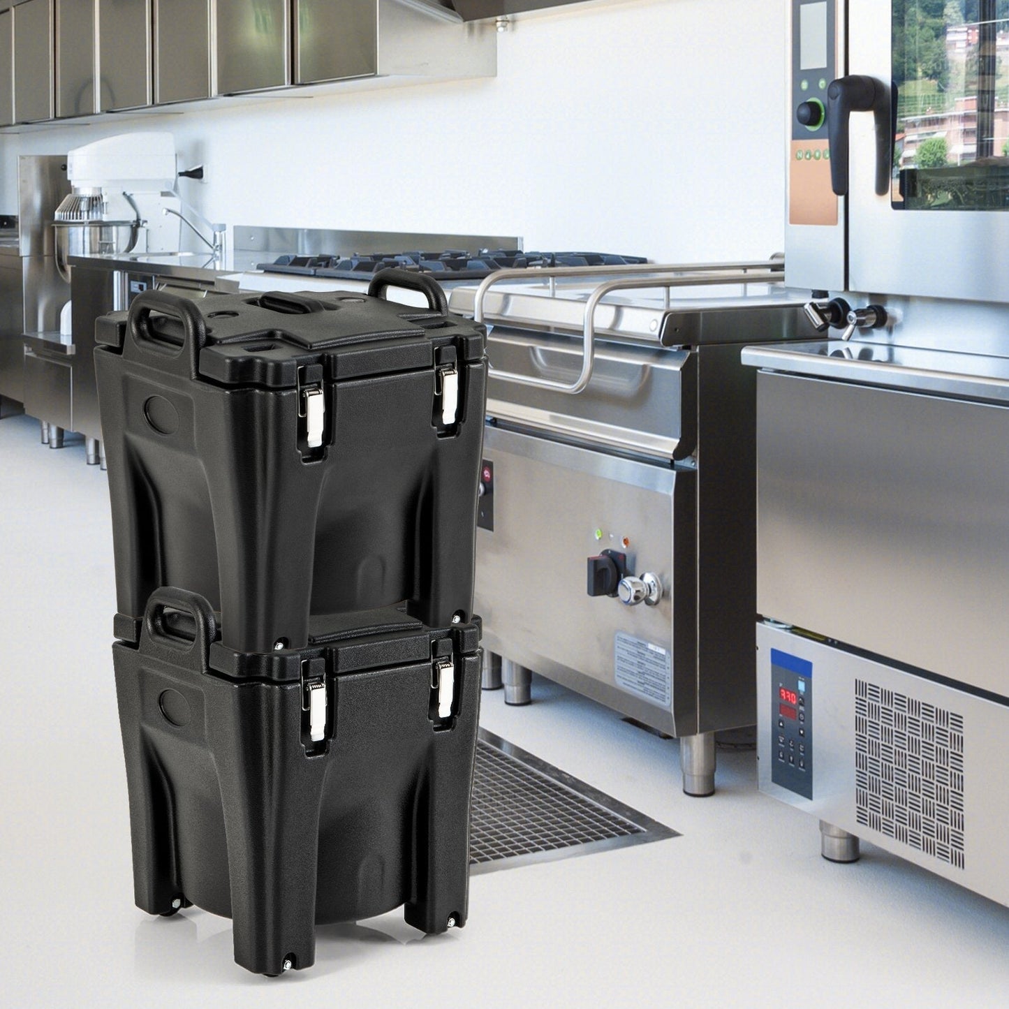 30L Portable Food Warmer with Stainless Steel Barrel for Catering Banquets Parties Camping-Black