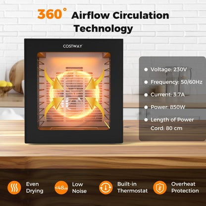 Food Dehydrator with 10 Stainless Steel Trays 10 Presets and 48H Timer-Black