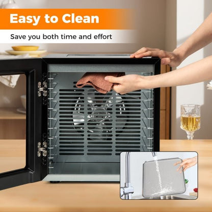 Food Dehydrator with 10 Stainless Steel Trays 10 Presets and 48H Timer-Black