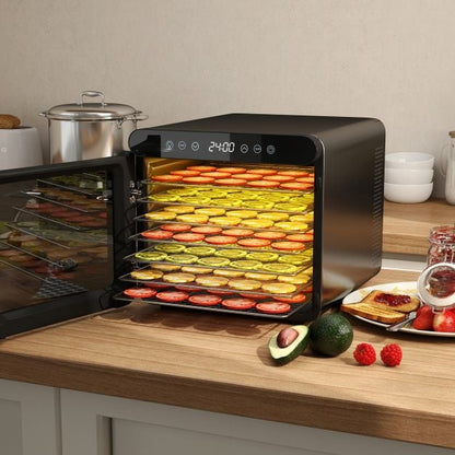 Food Dehydrator with 7 Stainless Steel Trays 1-24H Timer and 30-75℃ Temperature-Silver