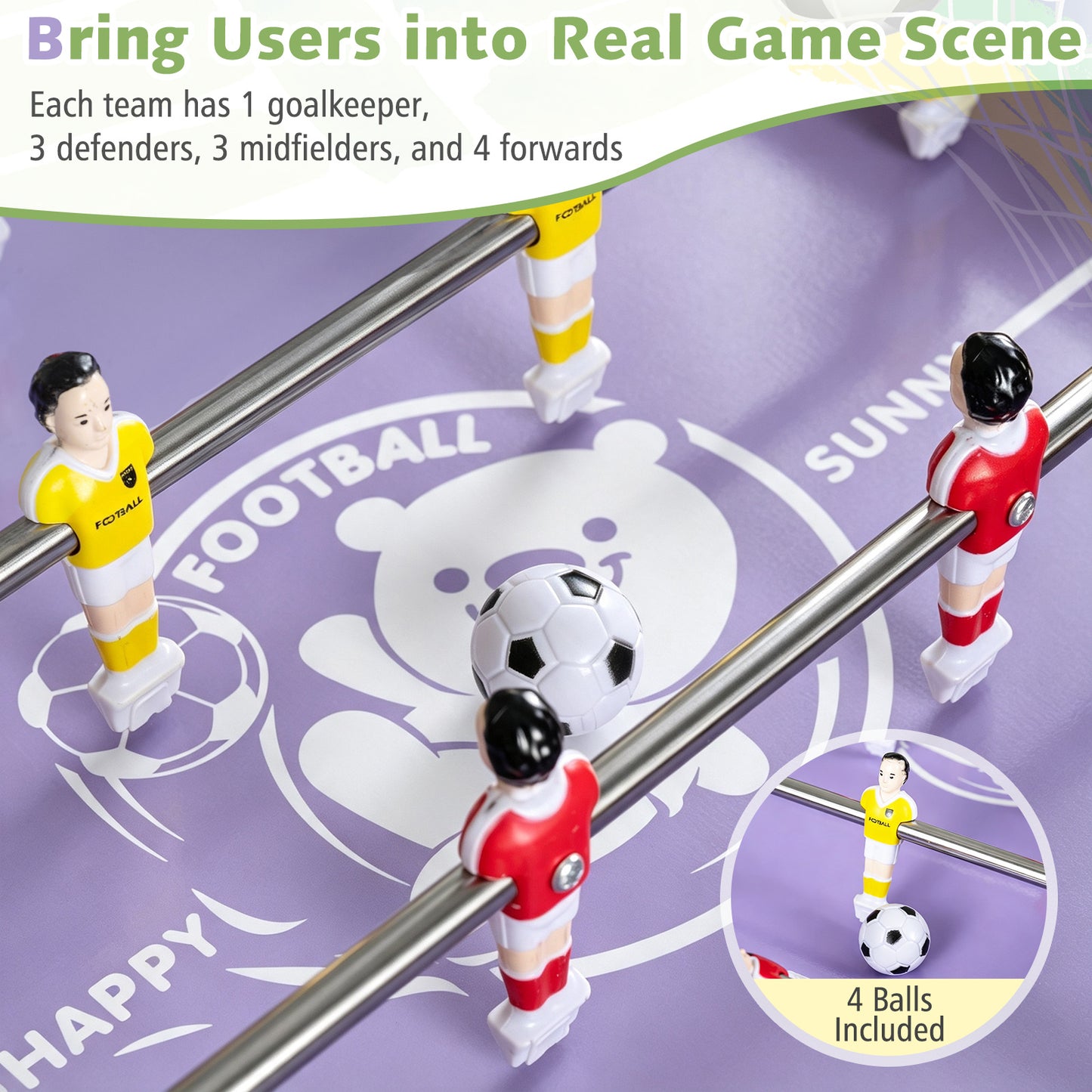 Foosball Table with Detachable Legs for Kids and Adults