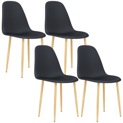 HOMCOM Modern Dining Chairs Set of 4, Kitchen Chairs with Backrest and Steel Legs for Dining Room, Living Room, Black