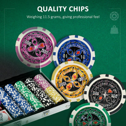SPORTNOW 500-Piece Poker Chips Set, Poker Set with Mat, Chips, Two Card Decks, Dealer, Five Dices
