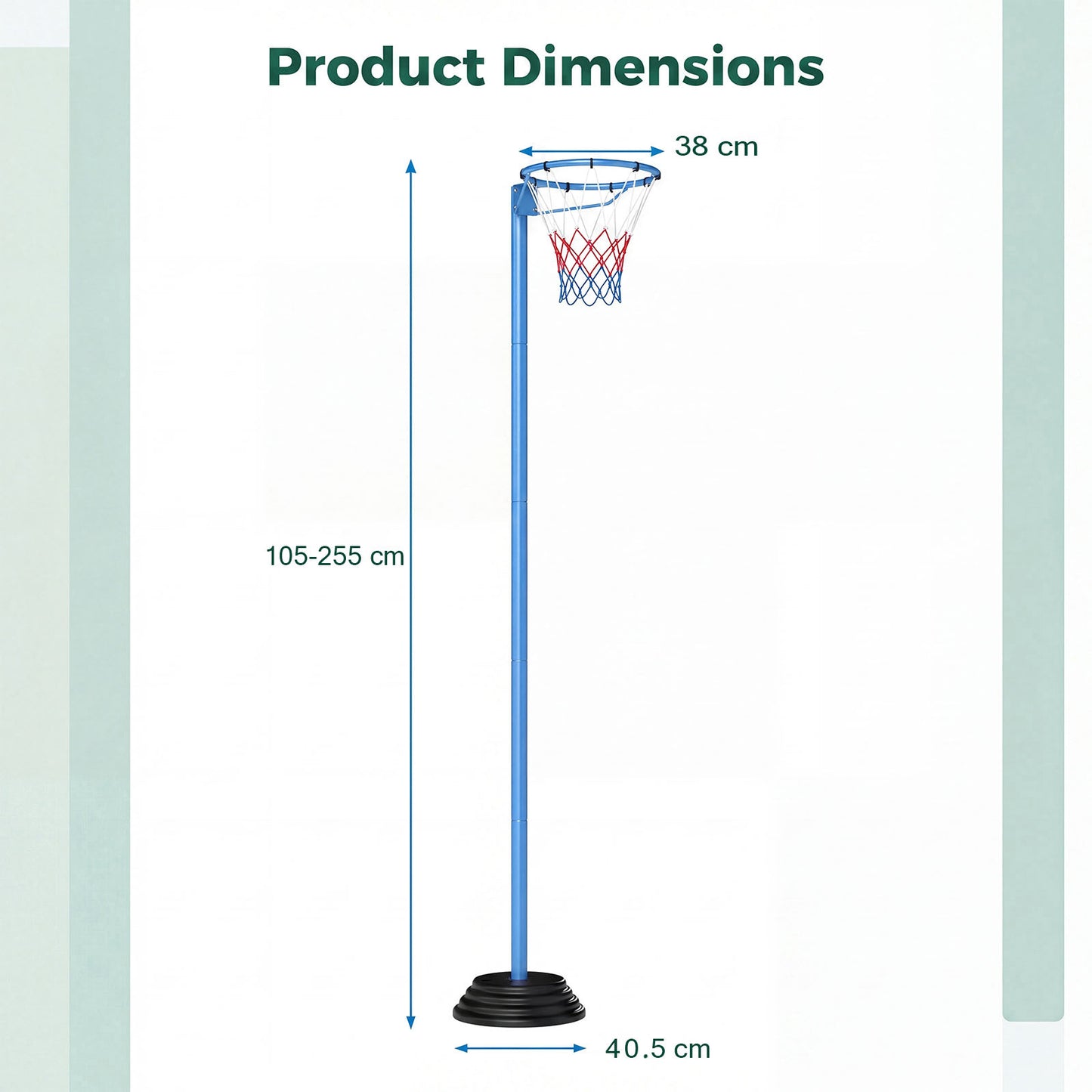 Freestanding Basketball Goal System with 105-255 cm Height Adjustable Pole
