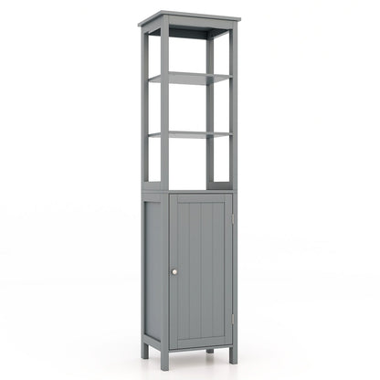 Freestanding Floor Cabinet with 3-Position Middle Panel and Anti-Toppling Mechanism-Grey