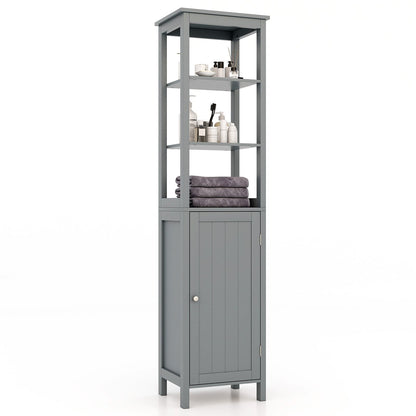 Freestanding Floor Cabinet with 3-Position Middle Panel and Anti-Toppling Mechanism-Grey