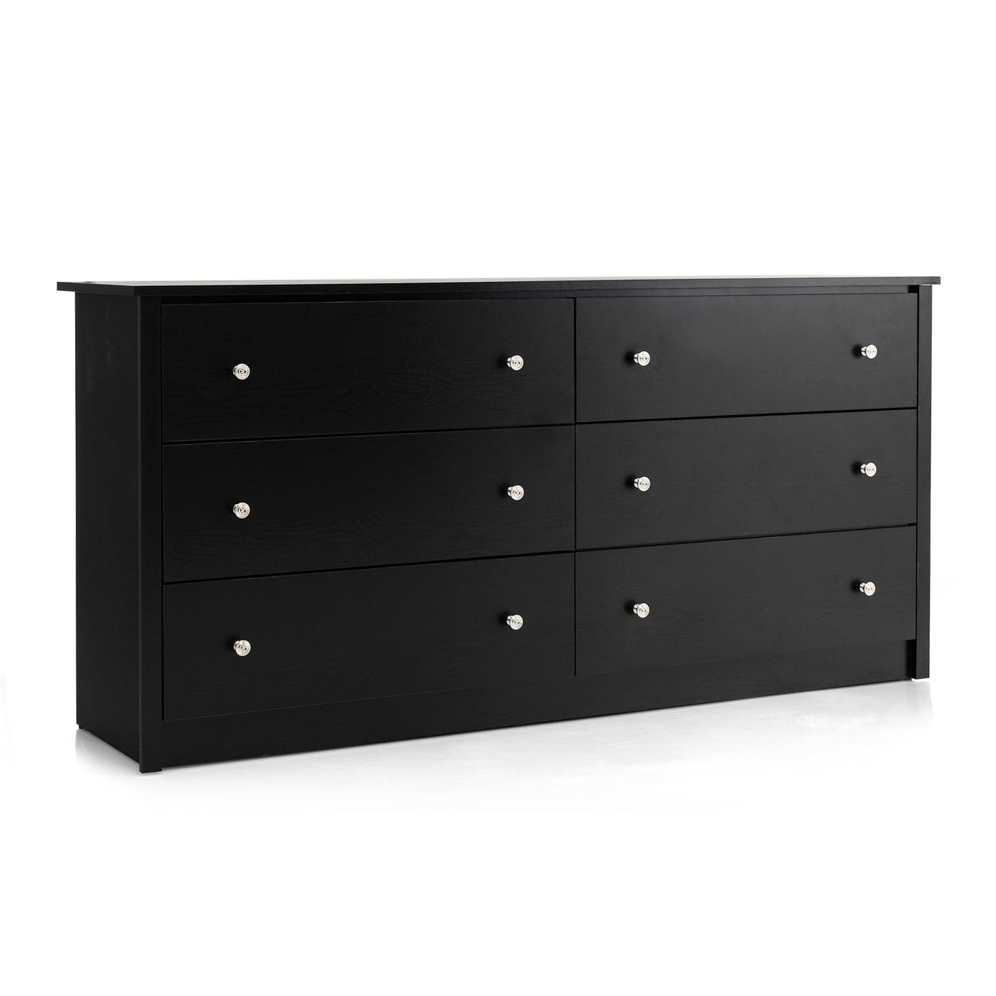 Freestanding Storage Cabinet with 6 Drawers and Anti-Toppling Device for Living Room-Black