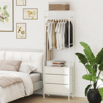 Freestanding Closet Organizer Clothes Rack with Drawers-White
