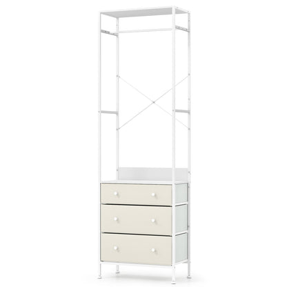 Freestanding Closet Organizer Clothes Rack with Drawers-White