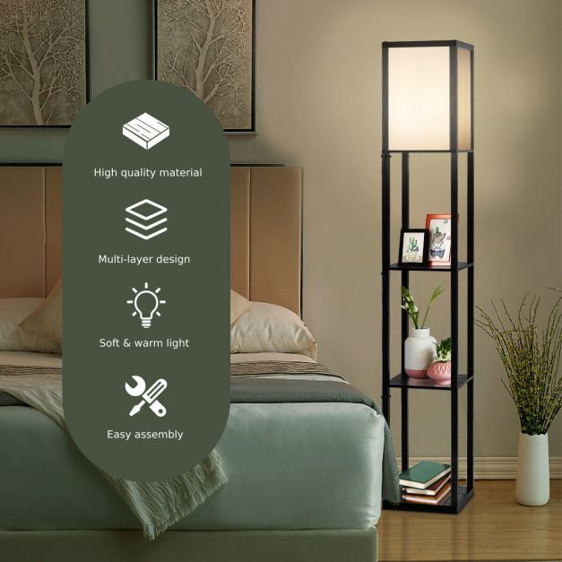 Freestanding Floor Lamp with 3-Tier Storage Shelf