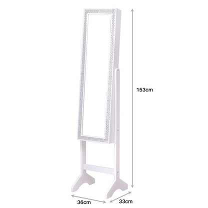 Freestanding Jewelry Cabinet Armoire with Full-Length Mirror-White