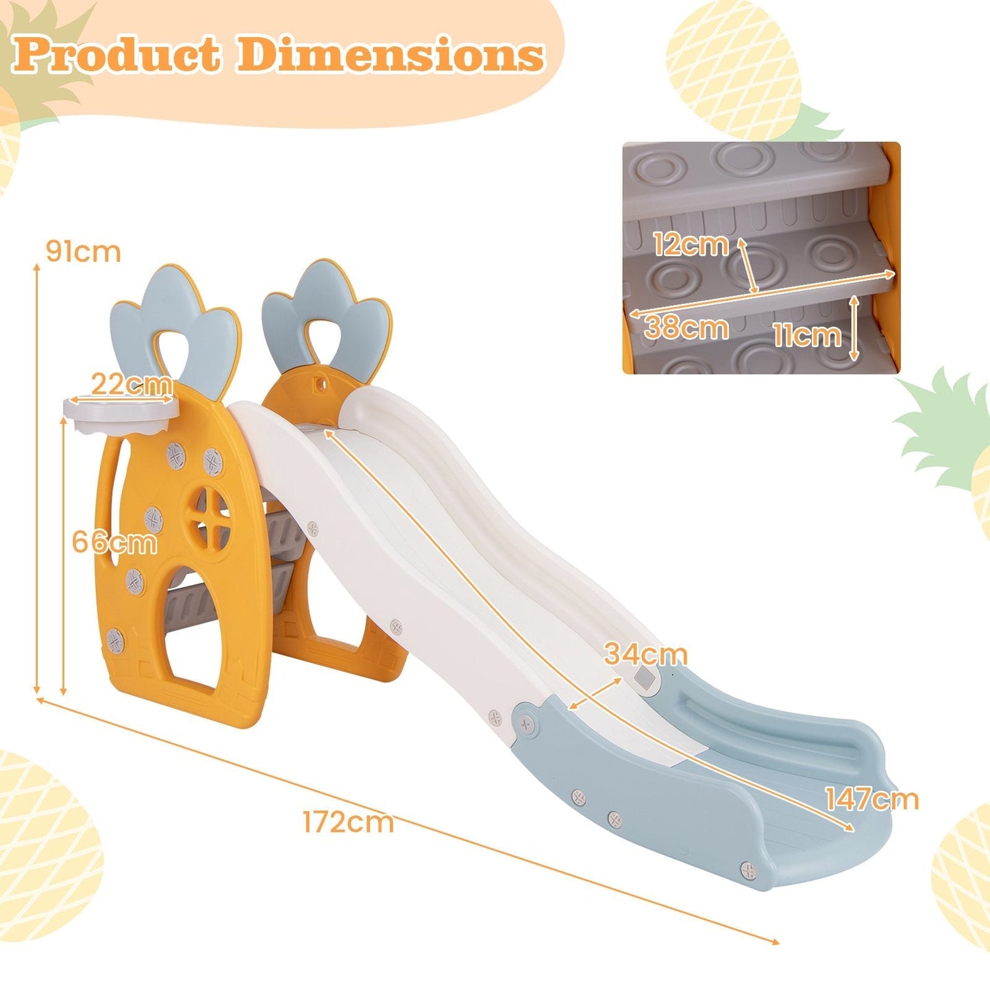 Freestanding Kids Slide Indoor Foldable Kids Slide with Climber