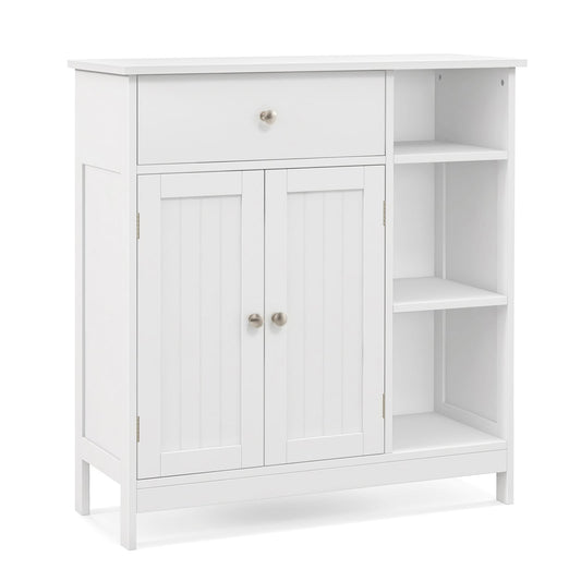 Freestanding Kitchen Bathroom Floor Cabinet Cupboard Storage Organizer-White