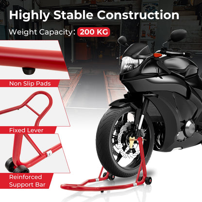 Front Wheel Motorcycle Stand with Stable Universal Design for Dirt Bike-Red