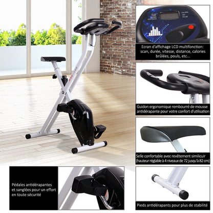 Steel Manual Home Exercise Bike w/ LCD Monitor Black