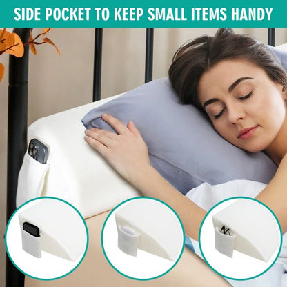 Full/Queen Size Bed Wedge Pillow with Side Pocket-Full size
