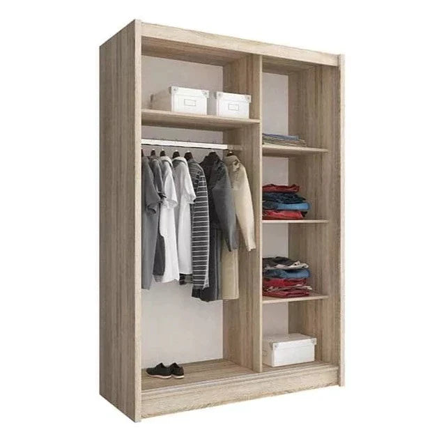 Splendor Sliding Door Wardrobe 130cm With Double Mirror - Oak Sonoma