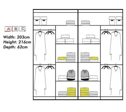 Moon 2 Sliding Door Wardrobe White, Grey, Black - 150cm and 203cm