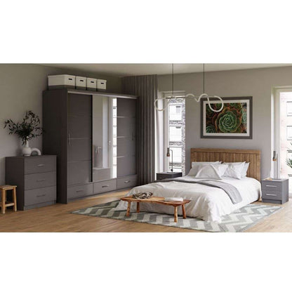 Warrington Bedroom Set Large 250cm Wardrobe, Bedside and Chest - White