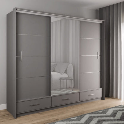 Warrington Bedroom Set Large 250cm Wardrobe, Bedside and Chest - White