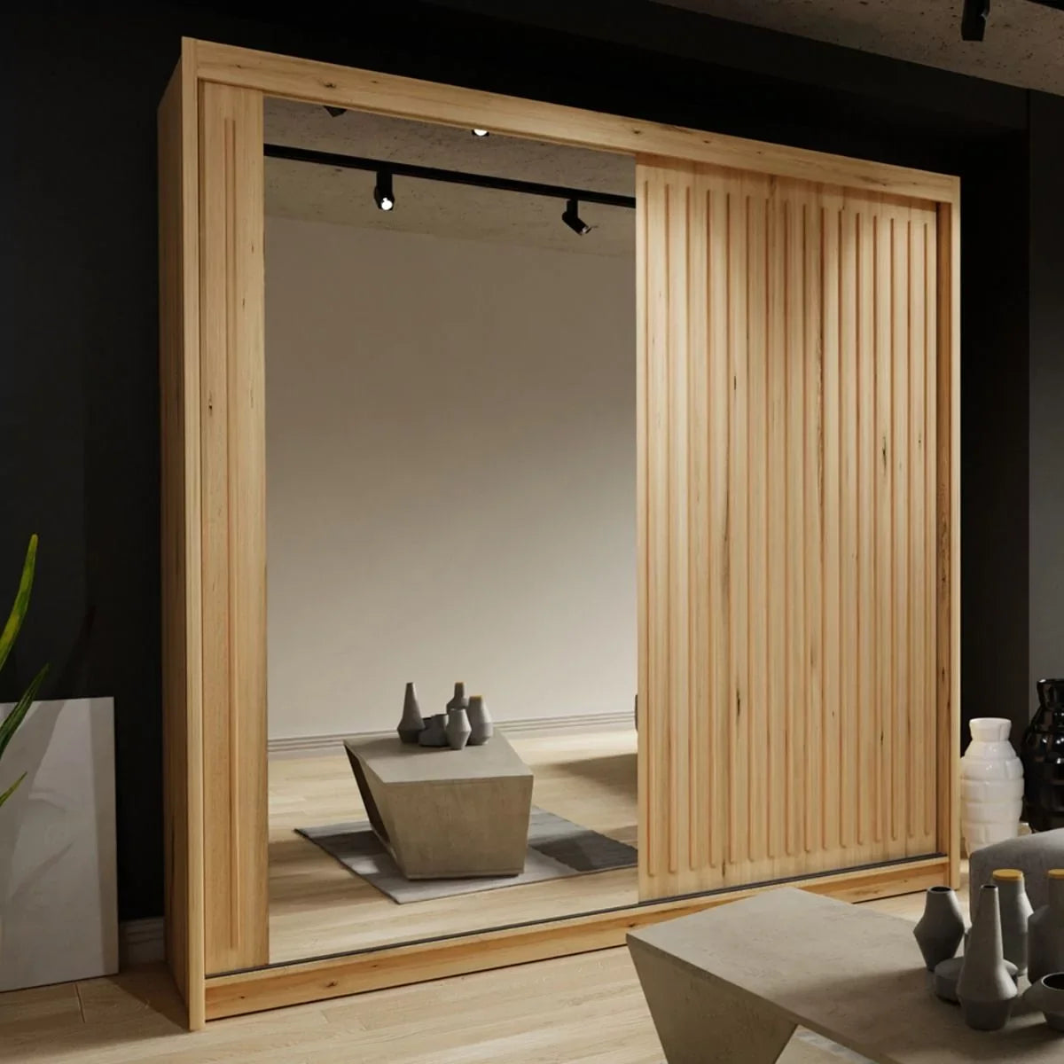 Zeus Sliding Door Wardrobe - Oak