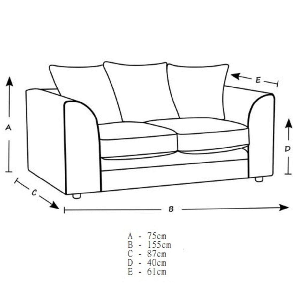 Colourful Oxford Jumbo Cord Scatter back Design 3 Seater Sofa - Mustard and Other Colours