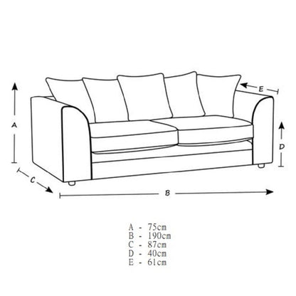 Colourful Oxford Jumbo Cord Scatter back Design 3 Seater Sofa - Mustard and Other Colours