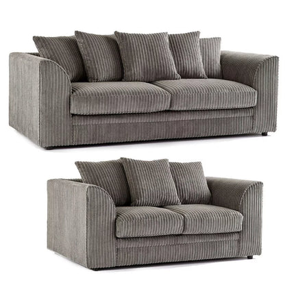 Oxford Scatter Back Full Jumbo Cord Sofa Set – Grey and Other Colours