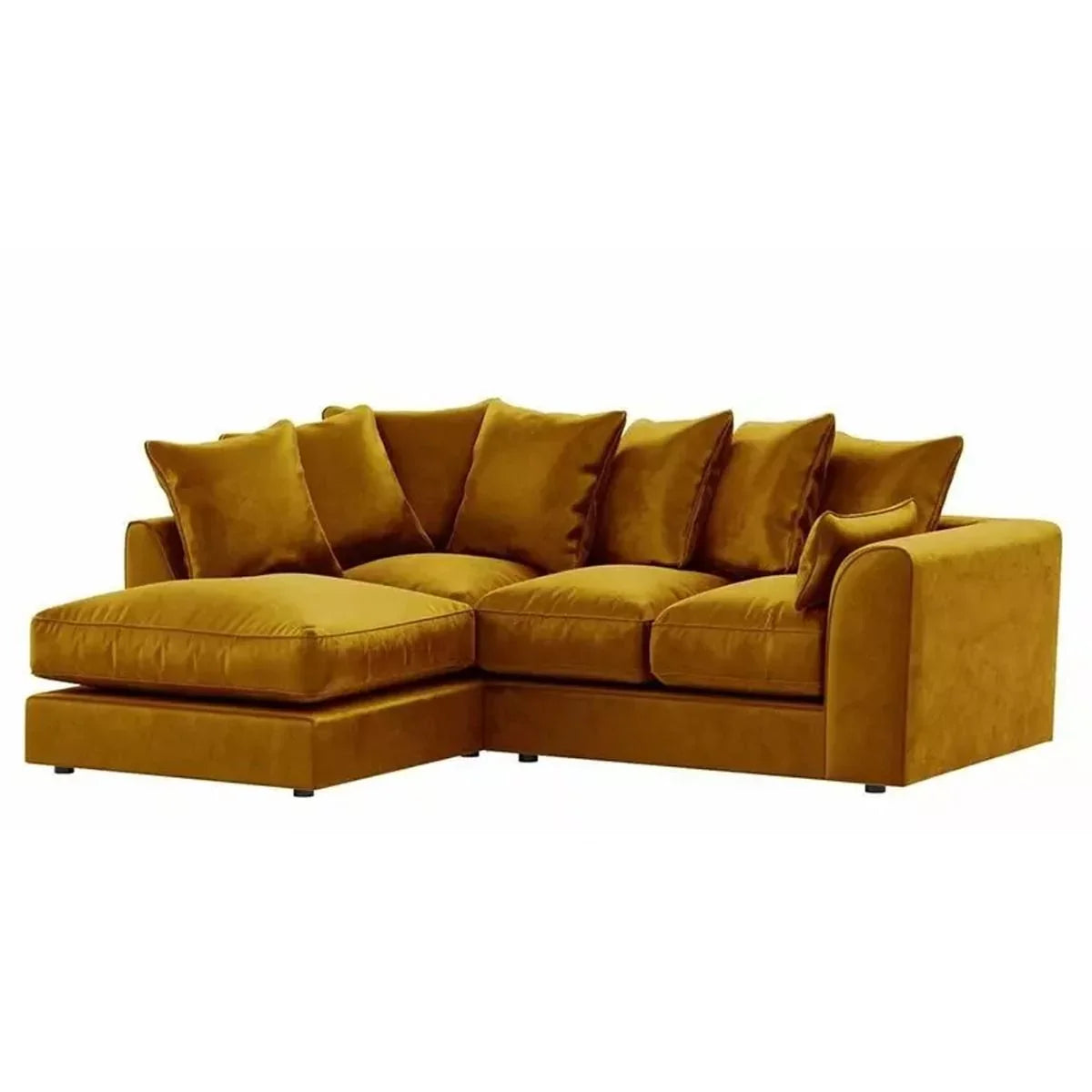 Blake Mustard Plush Velvet Corner Sofa - Left and Right Arm