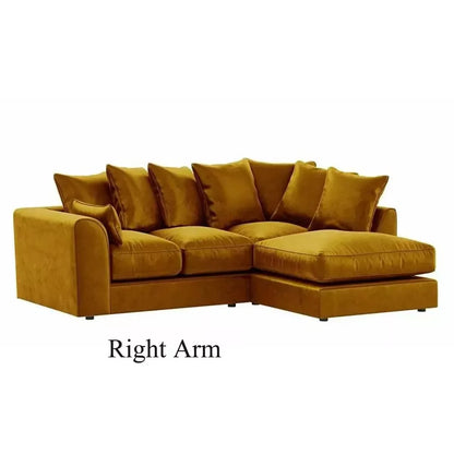 Blake Mustard Plush Velvet Corner Sofa - Left and Right Arm