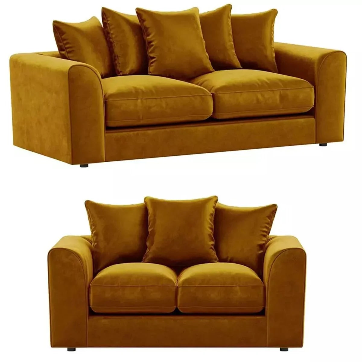 Blake Mustard Plush Velvet Corner Sofa - Left and Right Arm