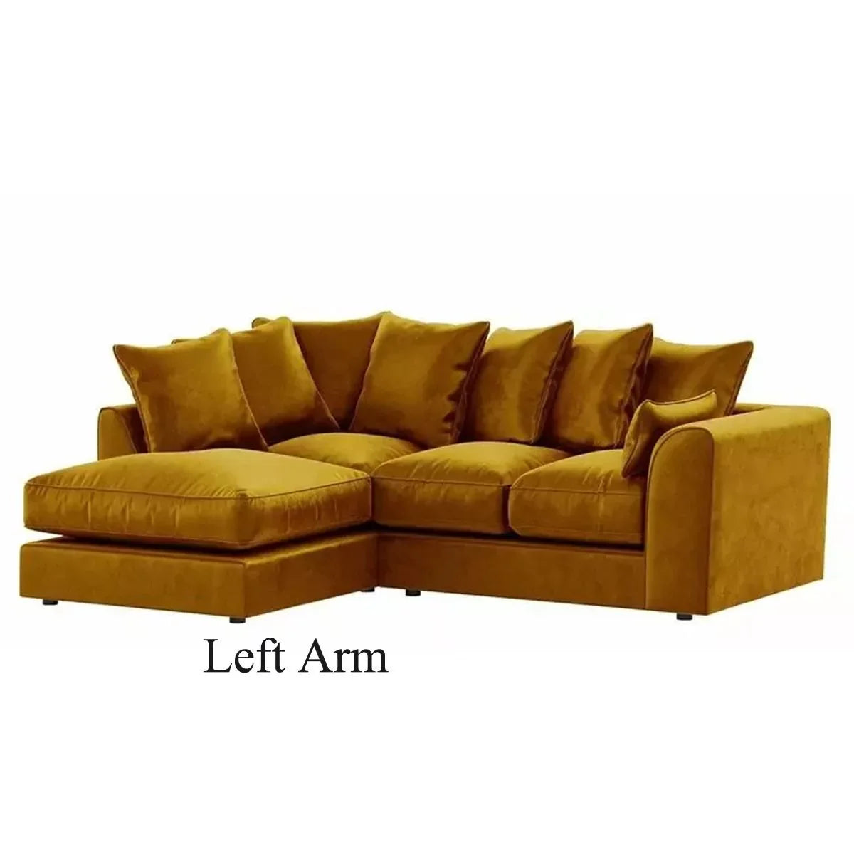 Blake Mustard Plush Velvet Corner Sofa - Left and Right Arm