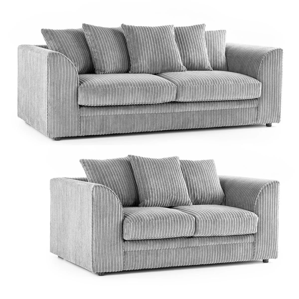 Oxford Scatter Back Full Jumbo Cord 3 Seater Sofa – Grey and Other Colours