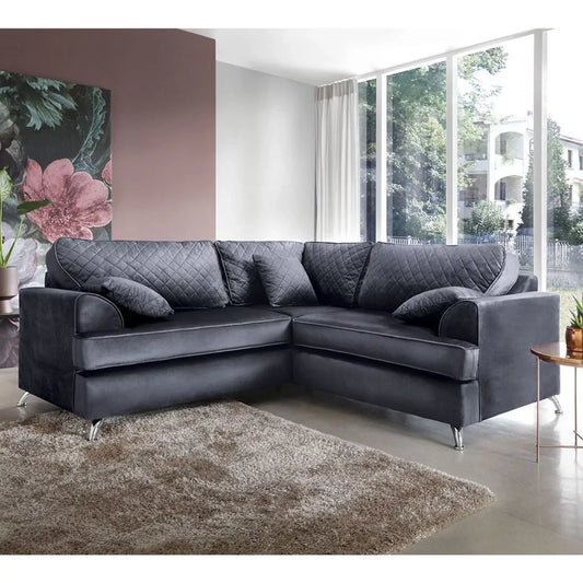 Fergasson Velvet Corner Sofa - Dark Grey