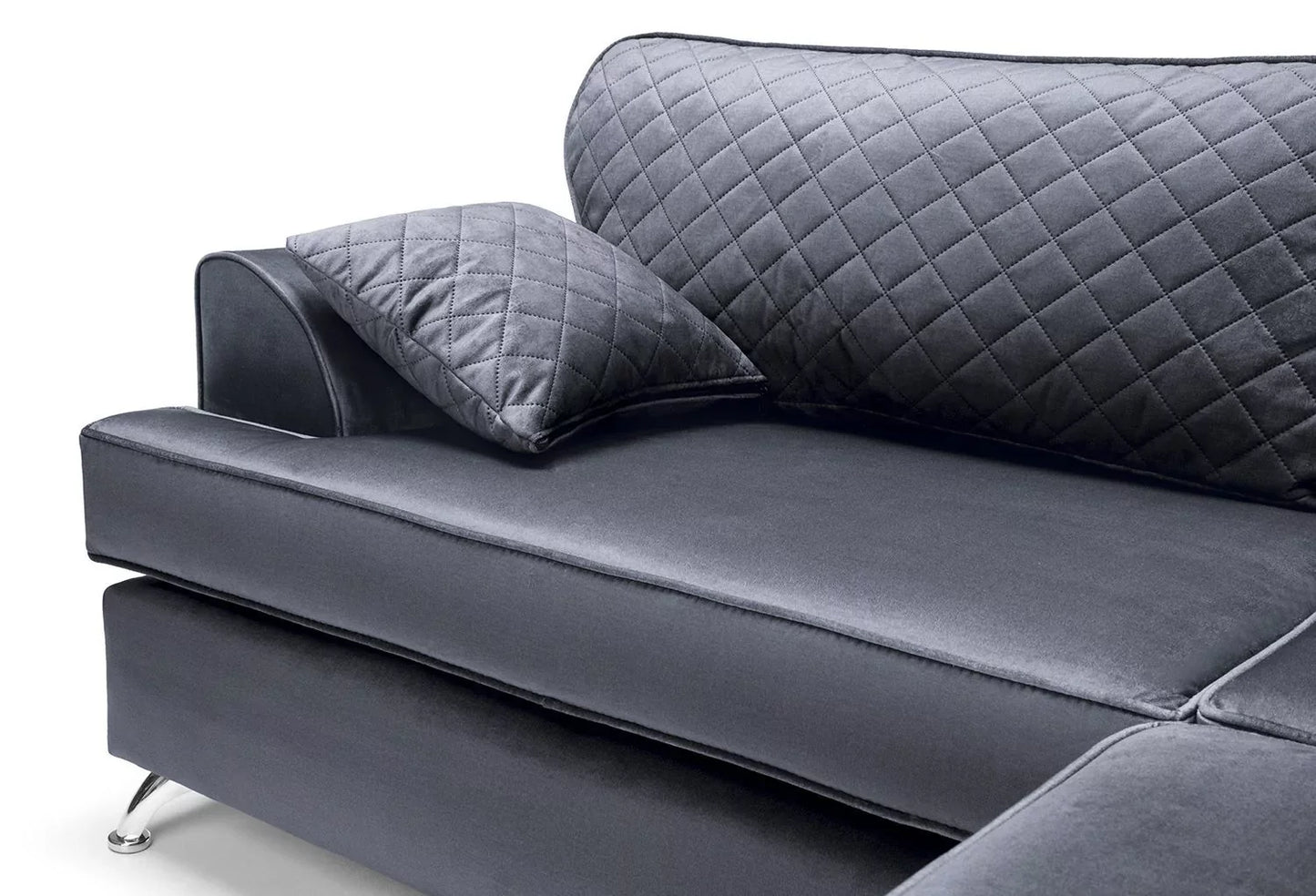 Fergasson Velvet Corner Sofa - Dark Grey