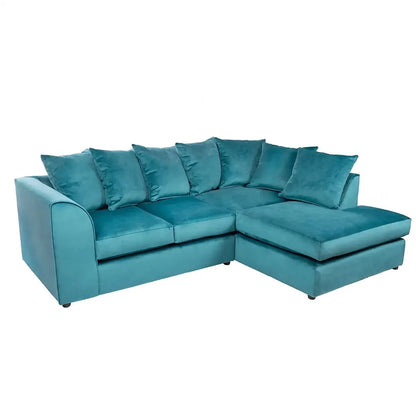 Blake Royal Blue Plush Velvet Corner Sofa - Left and Right Arm