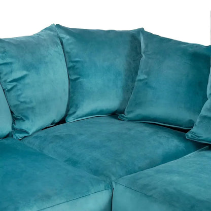 Blake Royal Blue Plush Velvet Corner Sofa - Right and Left Arm