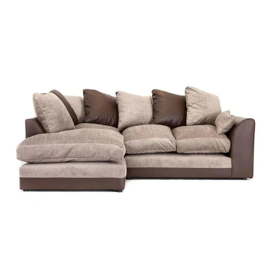 Dylan Chenille Fabric Corner Sofa in Brown and Beige