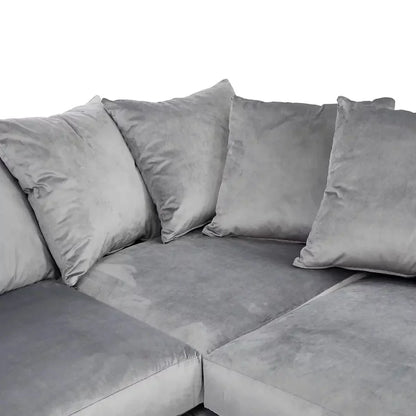 Blake Grey Plush Velvet Corner Sofa - Left and Right Arm