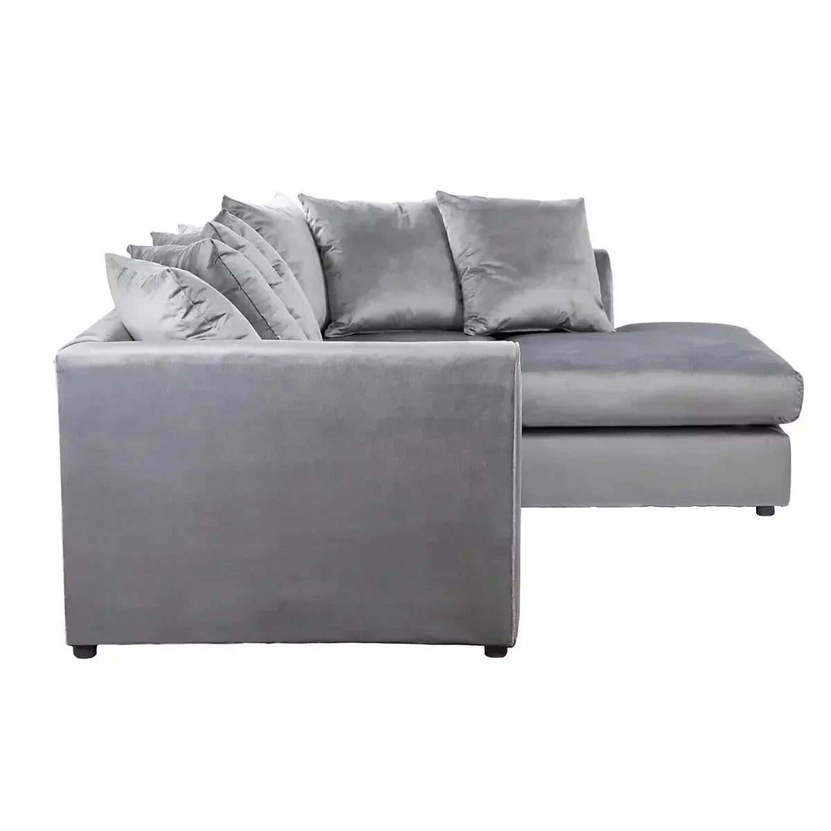 Blake Grey Plush Velvet Corner Sofa - Left and Right Arm