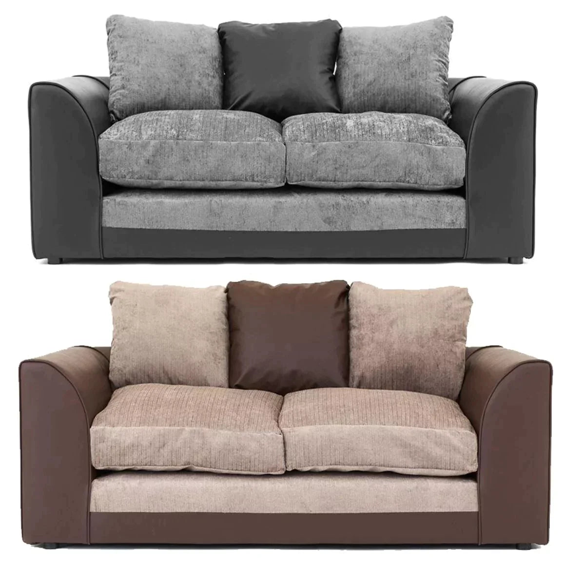 Dylan Chenille Fabric 2 Seater Sofa - Black Grey