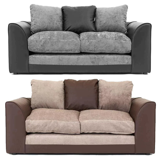 Dylan Chenille Fabric 2 Seater Sofa - Black Grey or Brown Beige