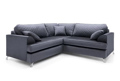 Fergasson Velvet Corner Sofa - Dark Grey