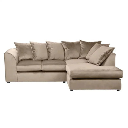 Blake Champagne Plush Velvet Corner Sofa - Right and Left Arm