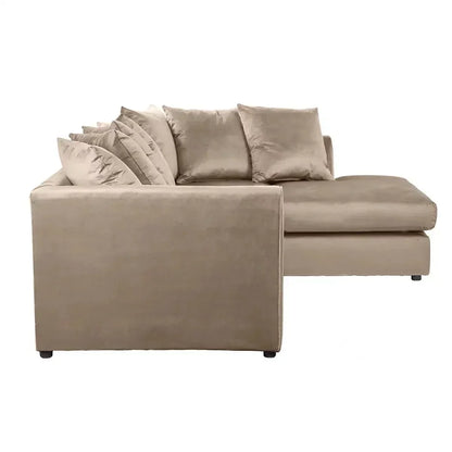 Blake Champagne Plush Velvet Corner Sofa - Right and Left Arm