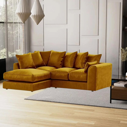 Blake Mustard Plush Velvet Corner Sofa - Right and Left Arm